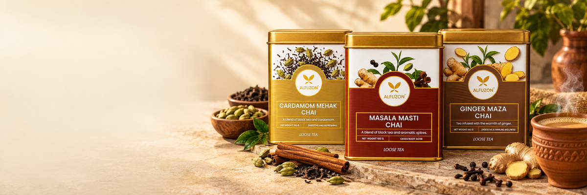 Alfuzon chai trio with complete branded packaging
