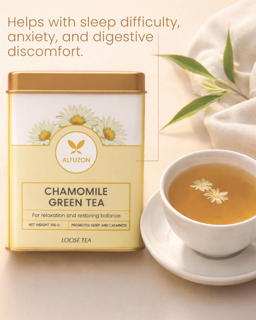 Chamomile Green Tea – Calming Floral Tea for Deep Sleep, Relaxation and Stress Relief (100 GM)