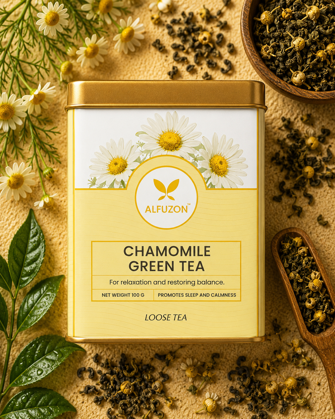 Chamomile Green Tea – Calming Floral Tea for Deep Sleep, Relaxation and Stress Relief (100 GM)