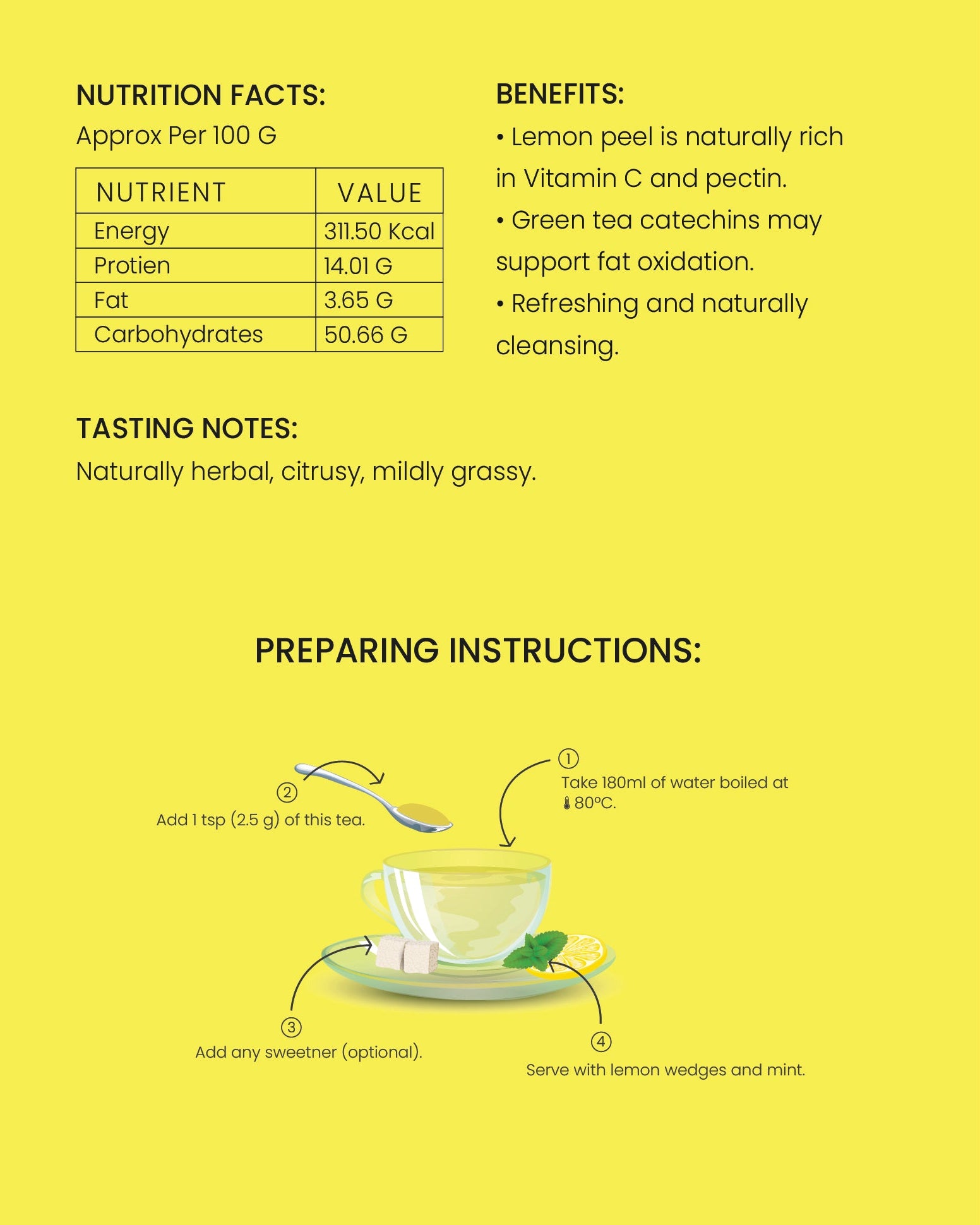 Lemon Detox Green Tea | Herbal Green Tea with Lemon (100 GM)