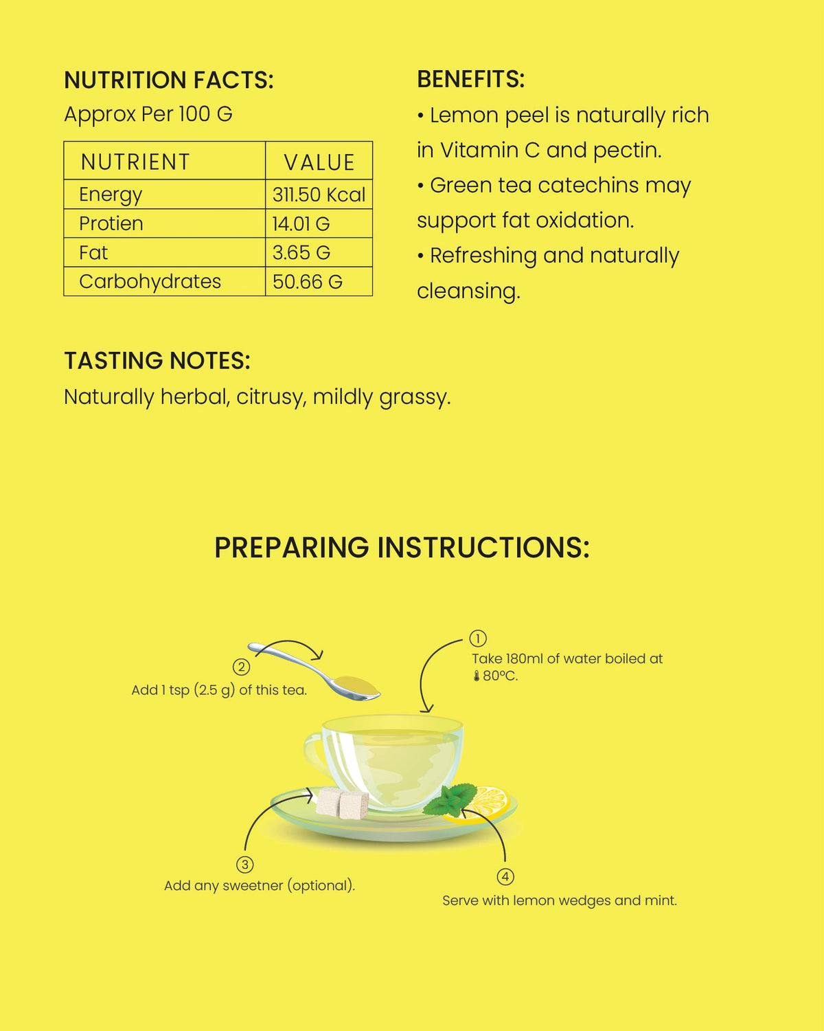 Lemon Detox Green Tea | Herbal Green Tea with Lemon (100 GM)