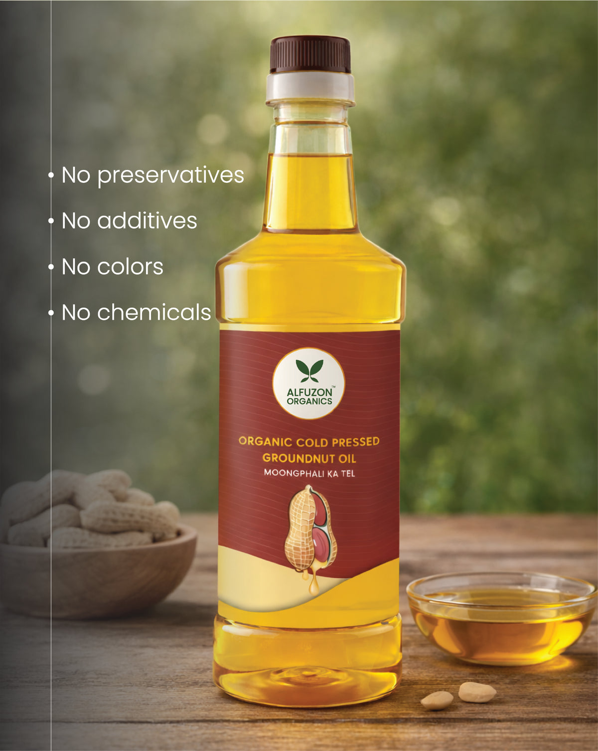 Organic Cold Pressed Groundnut Oil for Cooking | Pure Wood Pressed Unrefined Peanut Oil (1 Ltr)