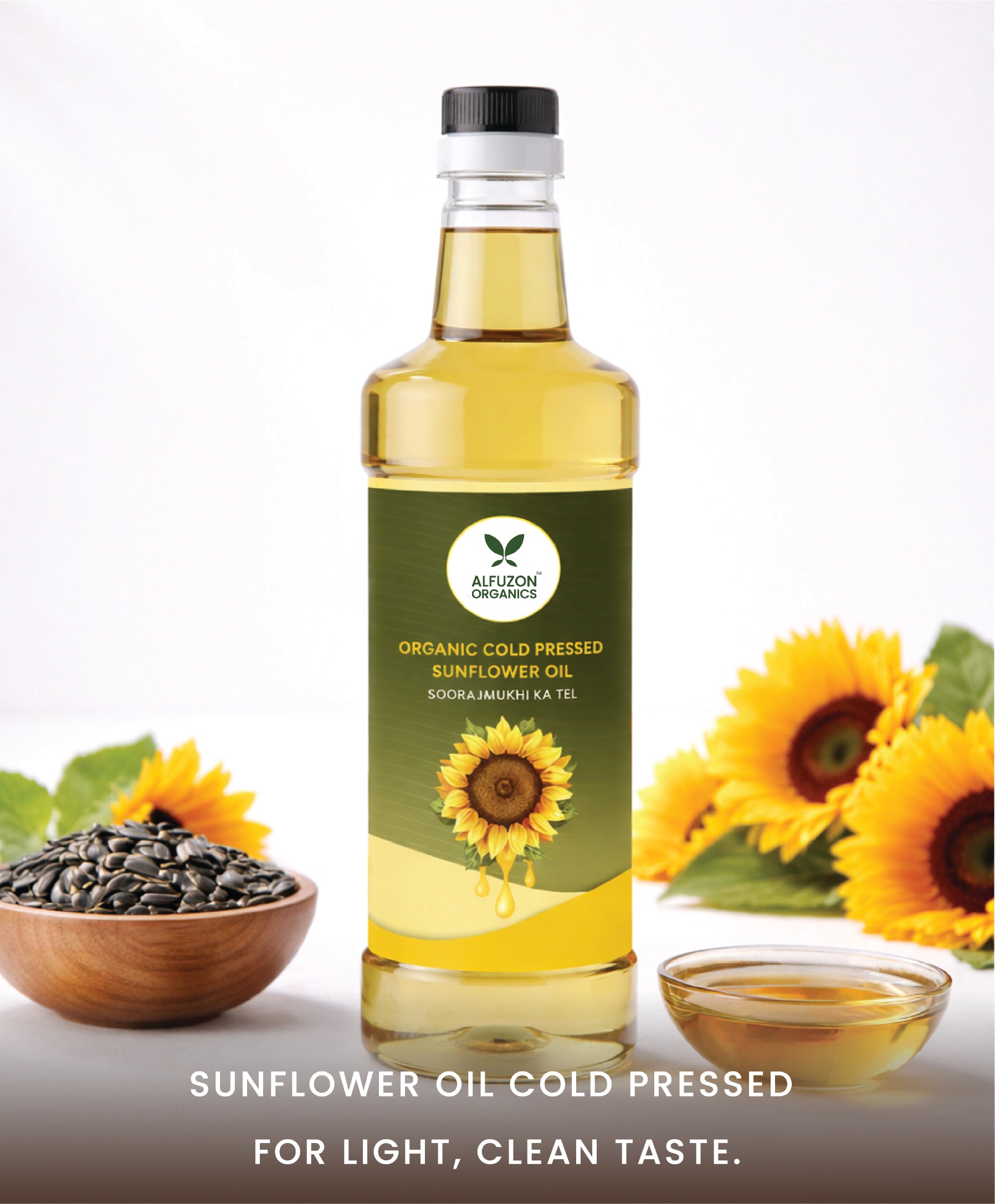 Organic Cold Pressed Sunflower Oil for Healthy Cooking | Pure & Unrefined (1 Ltr)