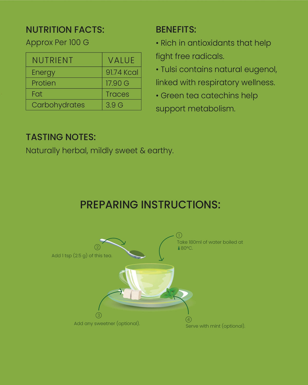 Tulsi Detox Green Tea – Herbal Green Tea for Natural Immunity & Cleansing (100 GM)