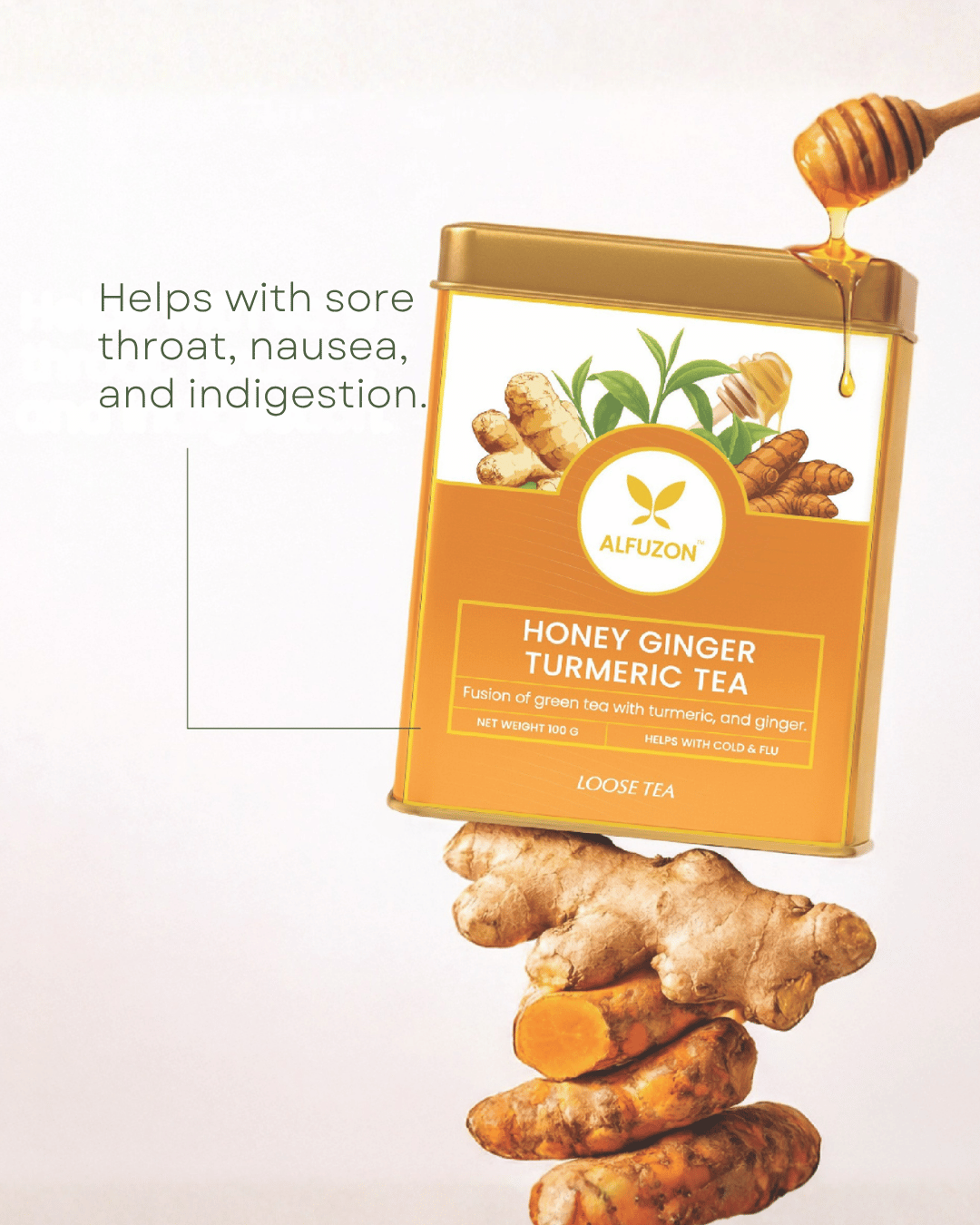 Honey Ginger Turmeric Tea – Immunity Boosting Green Tea Blend (100 GM)