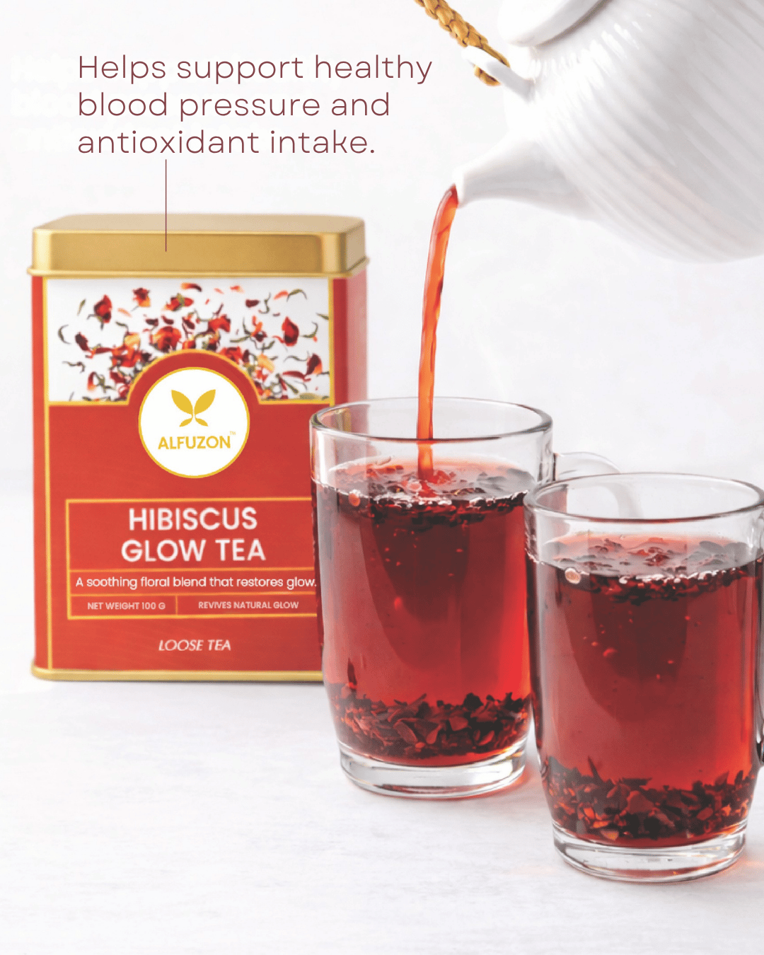 Hibiscus Glow Tea | Antioxidant Rich Floral Tea for Skin & Wellness (100 GM)