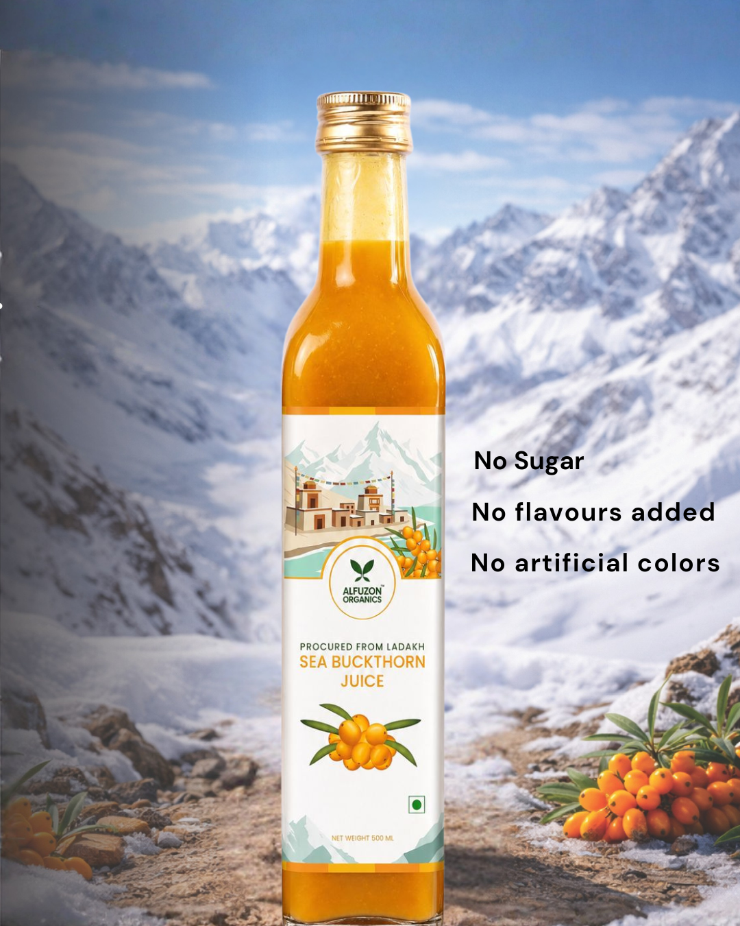 Himalayan Pure Sea Buckthorn Juice from Ladakh | 100% Natural (500 ML)